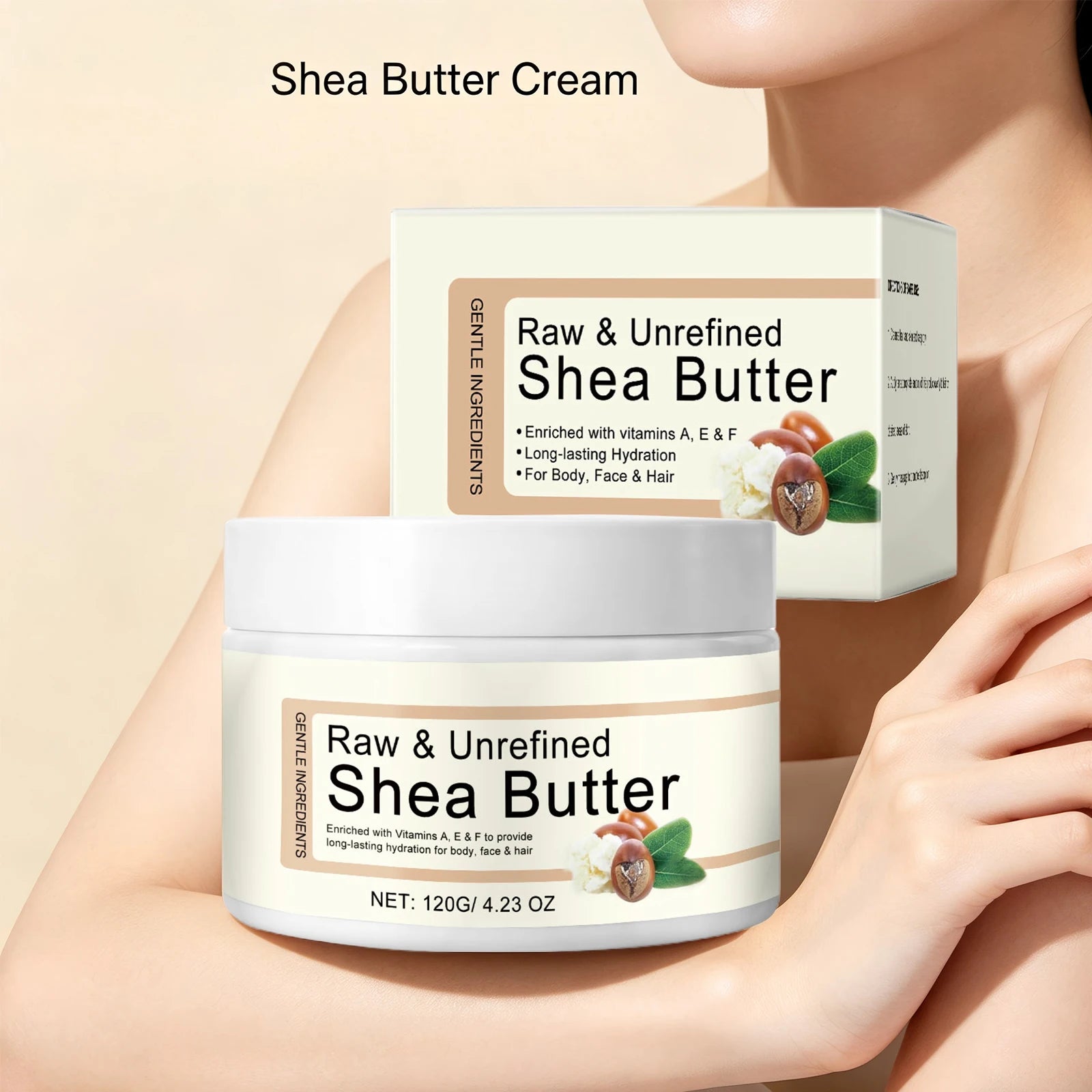 Shea Butter Moisturizing Cream Multi Use Balm for Dry Skin and Hair Restore Shine Increase Skin Elasticity Body Face & Hair Care