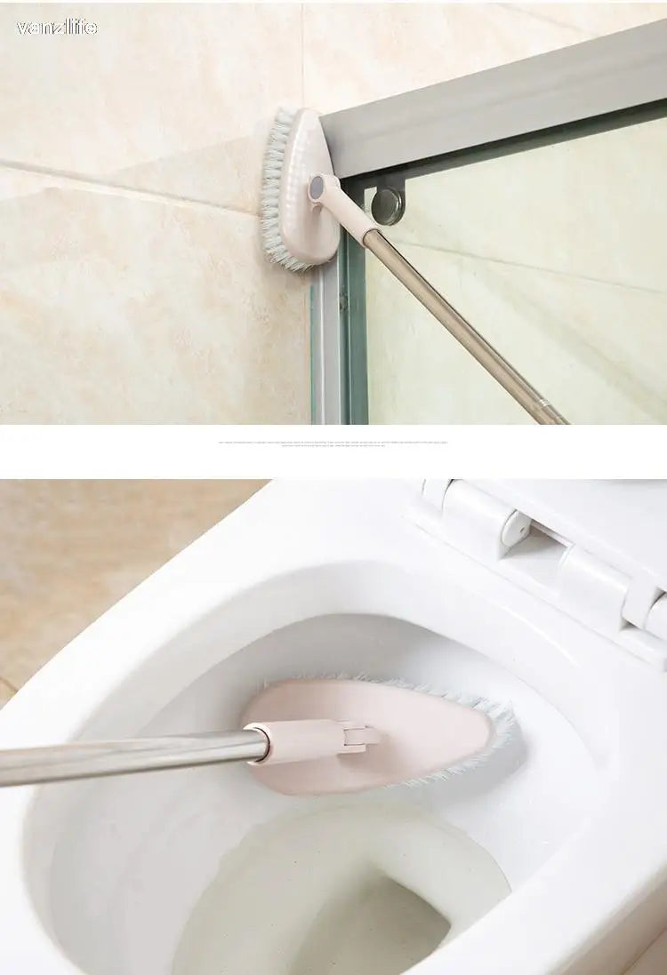 vanzlife Household bathroom long-handled brush outdoor floor tile ceramic tile to scrub brush toilet bath floor cleaning brush