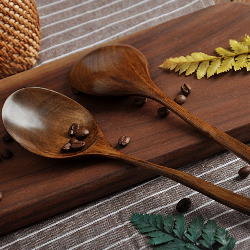 Kitchen Utensils Wooden Spoon Eco-friendly Tableware Gift Natural Eco-friendly Easy To Clean Oval Spoon Eating Stirring Spoon