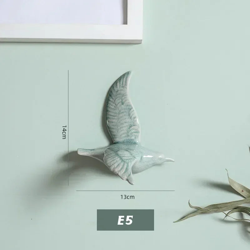 Eco-friendly Ceramics Birds 3d Wall Sticker Living Room Animal Figurine Murals Wall Background Decorative Home Decor Birds Cute