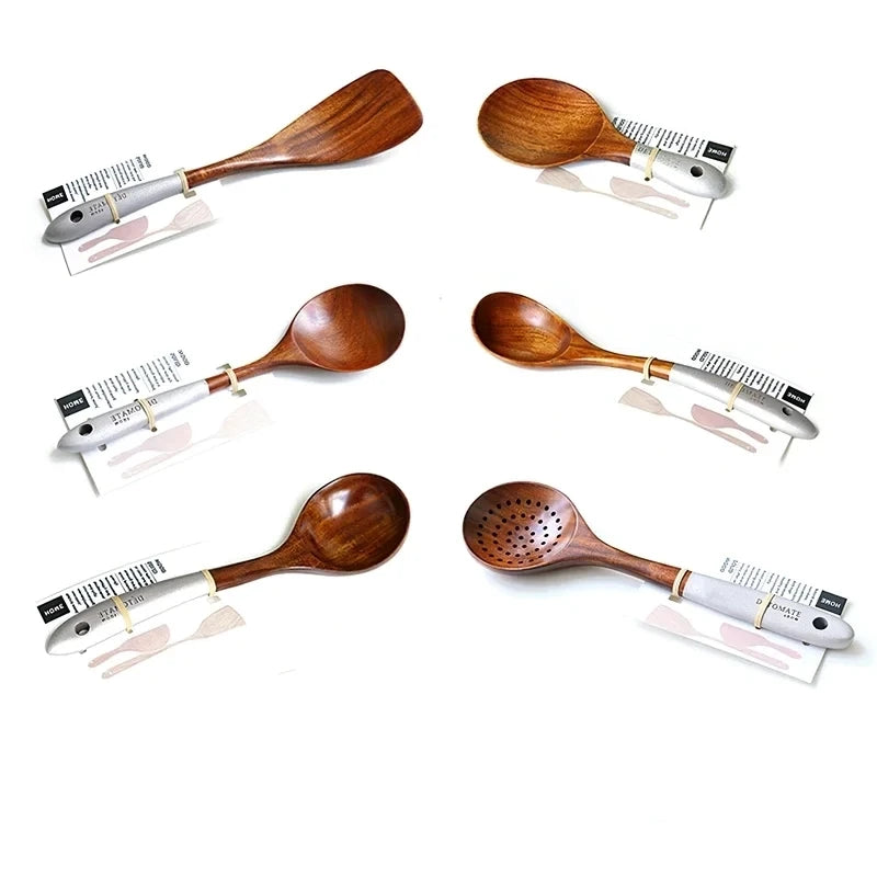 Solid Wood Cooking Tool Set Eco-friendly Teak Spatula Rice Scoop Environmental Protection Tableware Household Kitchen Supplies