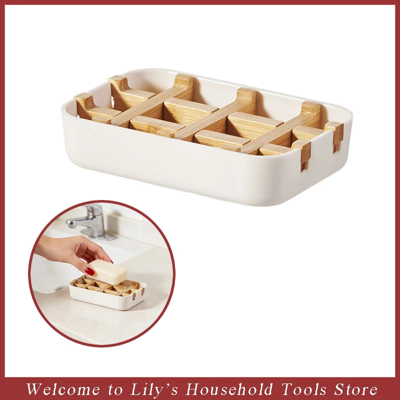 Detachable Soap Dish Eco-friendly Bamboo Soap Holder with Filter Tray for Bathroom Storage Outdoor Travel Portable Storage Rack