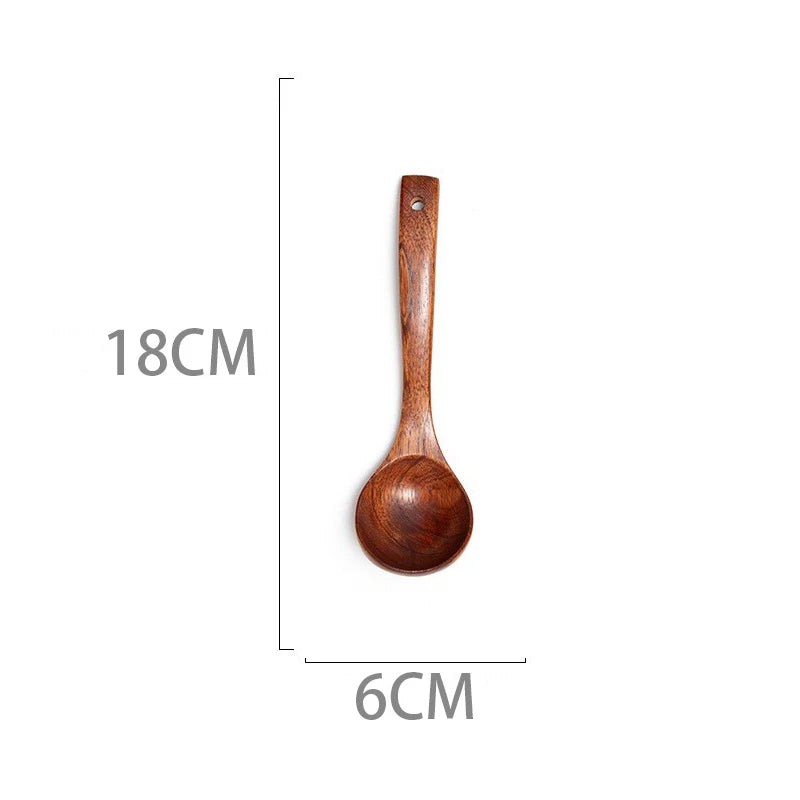 Kitchen Utensils Wooden Spoon Eco-friendly Tableware Gift Natural Eco-friendly Easy To Clean Oval Spoon Eating Stirring Spoon