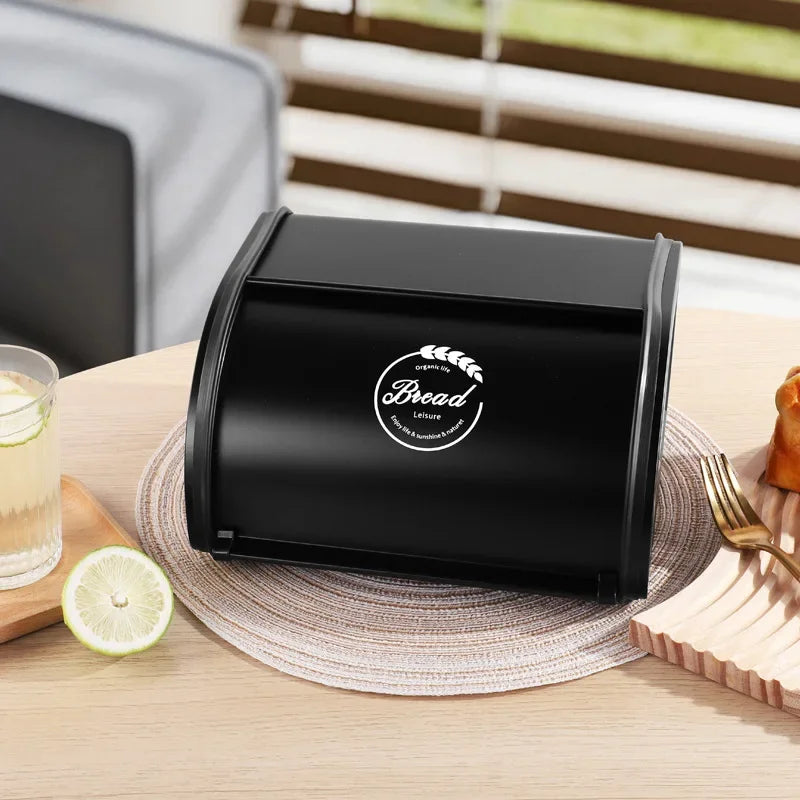 Eco-friendly Kitchen Counter Farmhouse Bread Box Crate with Roll Up Lid Bread Storage Container Bread Holder Keeper Bin