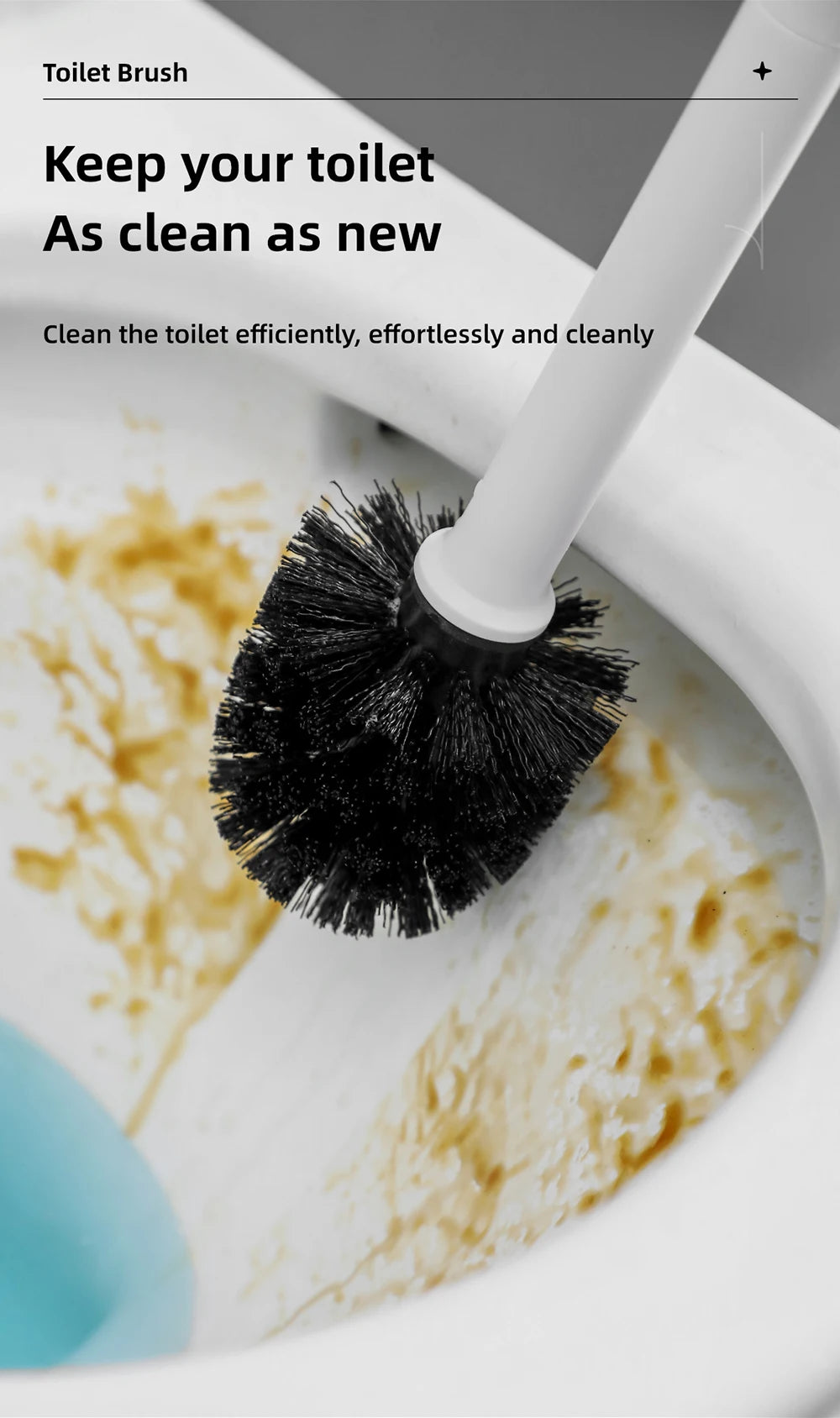 1 large floor standing toilet brush, extended handle toilet gap cleaning brush, nylon soft bristled brush, suitable for bathroom