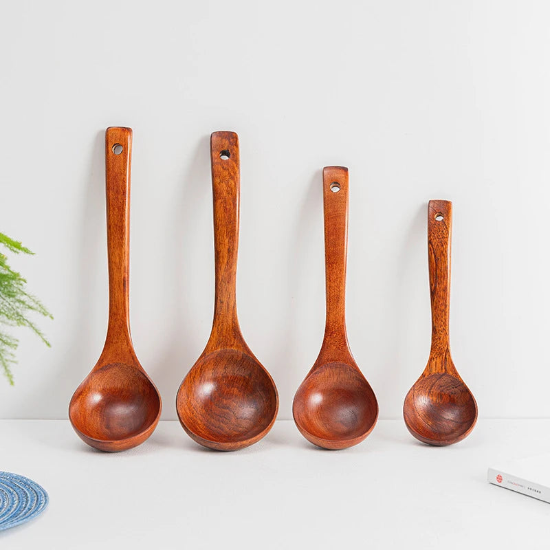 Kitchen Utensils Wooden Spoon Eco-friendly Tableware Gift Natural Eco-friendly Easy To Clean Oval Spoon Eating Stirring Spoon