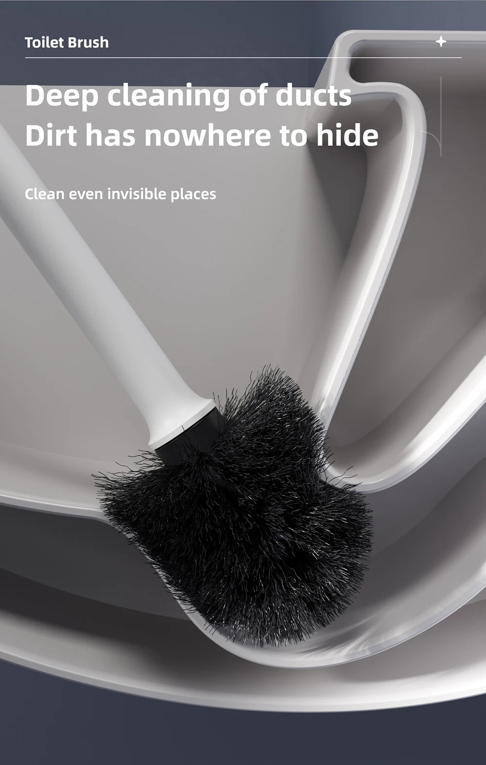 1 large floor standing toilet brush, extended handle toilet gap cleaning brush, nylon soft bristled brush, suitable for bathroom