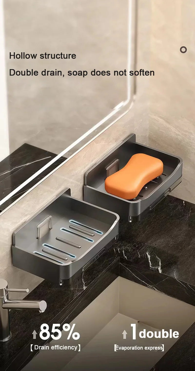 Bathroom Soap Dish Wall Mounted Sponge Holder Bathroom Organizer Double drainage Soap Dish Bathroom Accessories