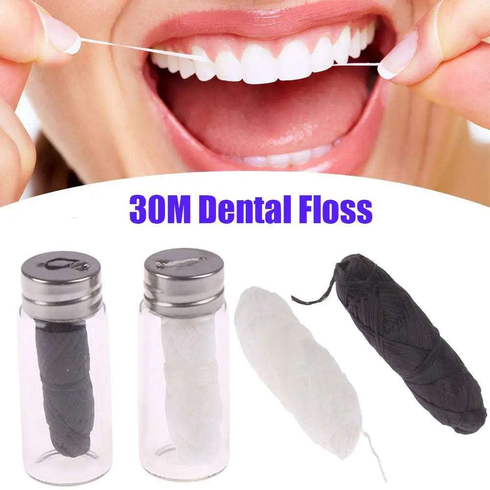 30M Eco-Friendly Bamboo Floss Spool Dental Floss Oral Care Oral Hygiene Teeth Flosser Dental Flosser