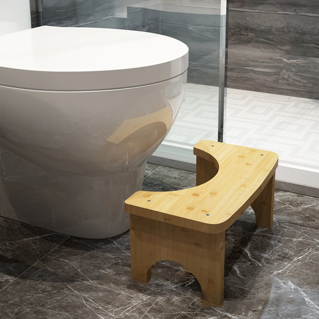 Bamboo Toilet Stool Squat Adult,Portable Toilet Potty Stool,Constipate Helper Stool For Bathroom,Curved Build, Bump-Proof