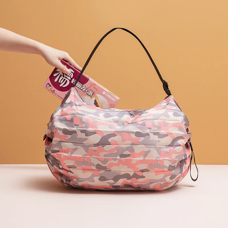 Foldable Shopping Bag Eco-friendly Portable Large Capacity Handbag Travel Storage Bag Oversized Reusable Grocery Shopping Bag