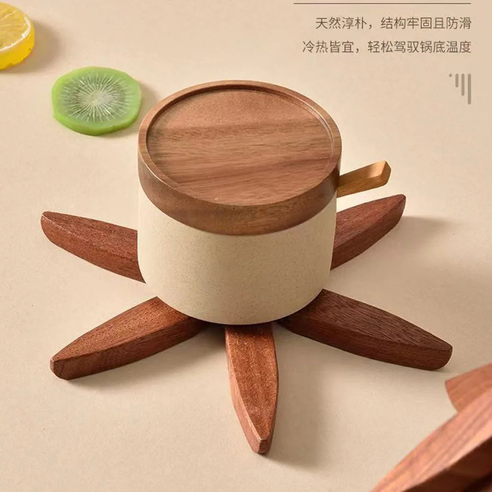 Eco-Friendly Wood Trivets for Hot Dishes Cup Desk Decorative Christmas Present Housewarming Kitchenware Dining Coaster Placemats