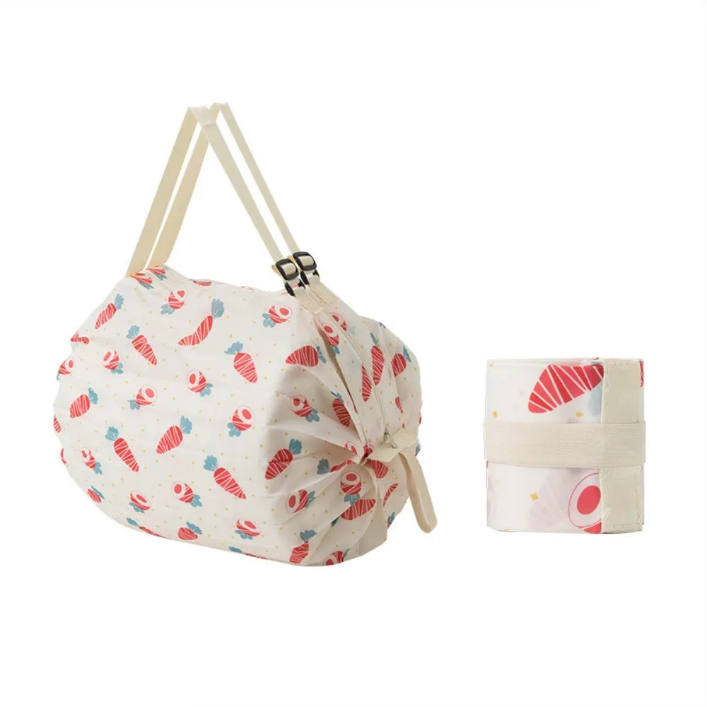 Eco-friendly Creative Folding Shopping Bag Portable Reusable Beach Bag Lightweight Waterproof Travel Shoulder Handbag Yoga