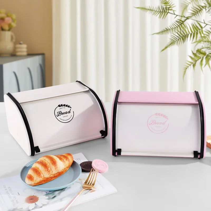 Eco-friendly Kitchen Counter Farmhouse Bread Box Crate with Roll Up Lid Bread Storage Container Bread Holder Keeper Bin