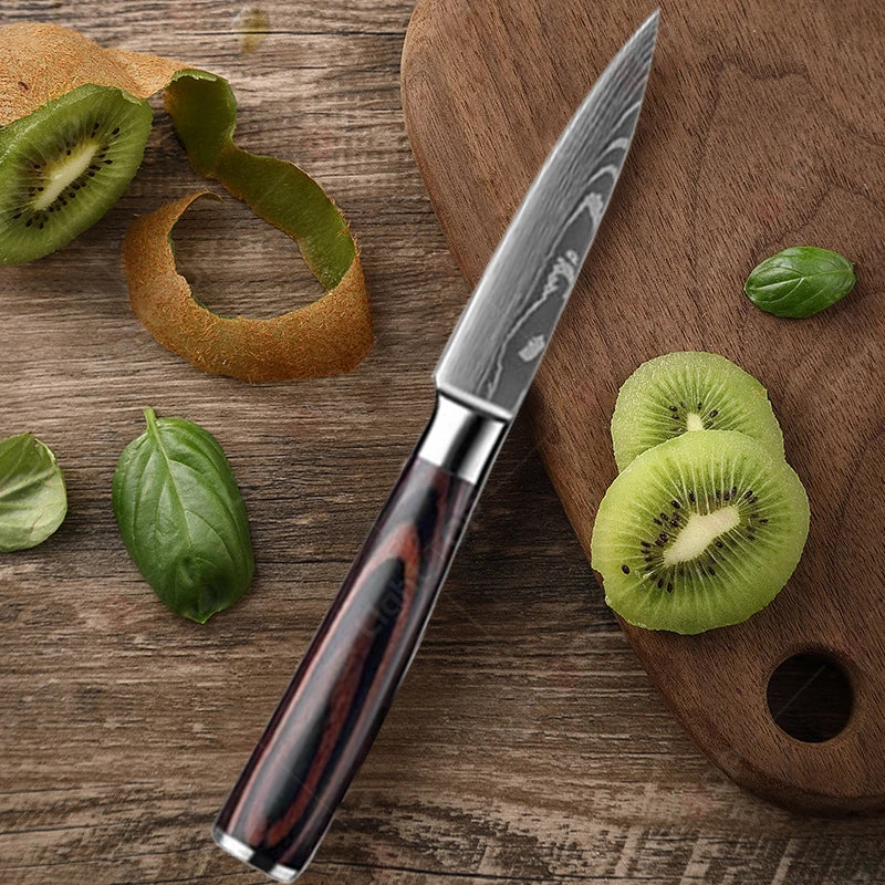 Professional Stainless Steel Kitchen Knives Fruit Slicing Utility Knives Meat Cleaver Santoku Knife Damascus Steel Knife