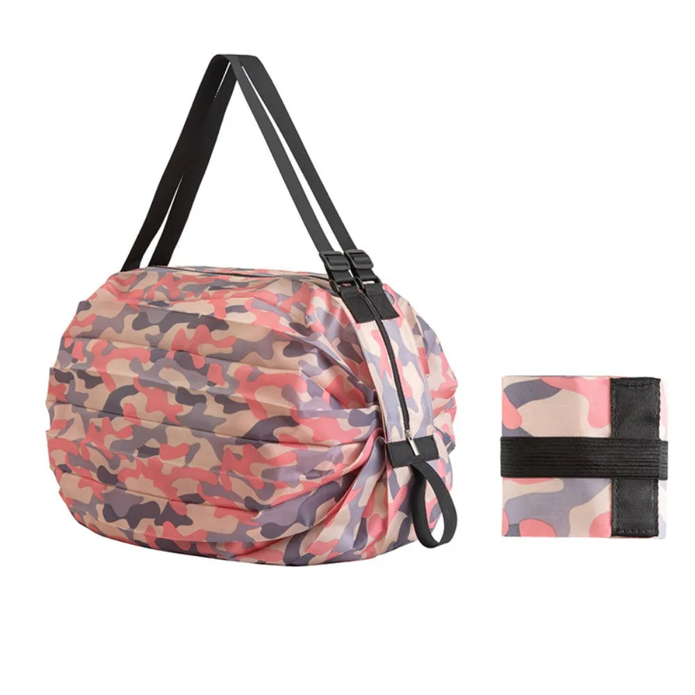 Eco-friendly Creative Folding Shopping Bag Portable Reusable Beach Bag Lightweight Waterproof Travel Shoulder Handbag Yoga