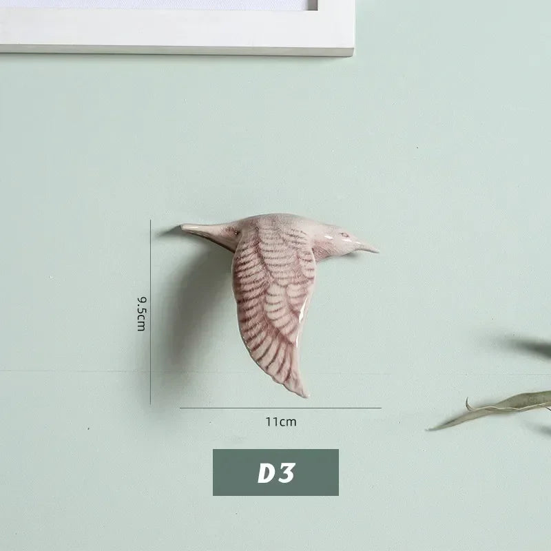 Eco-friendly Ceramics Birds 3d Wall Sticker Living Room Animal Figurine Murals Wall Background Decorative Home Decor Birds Cute