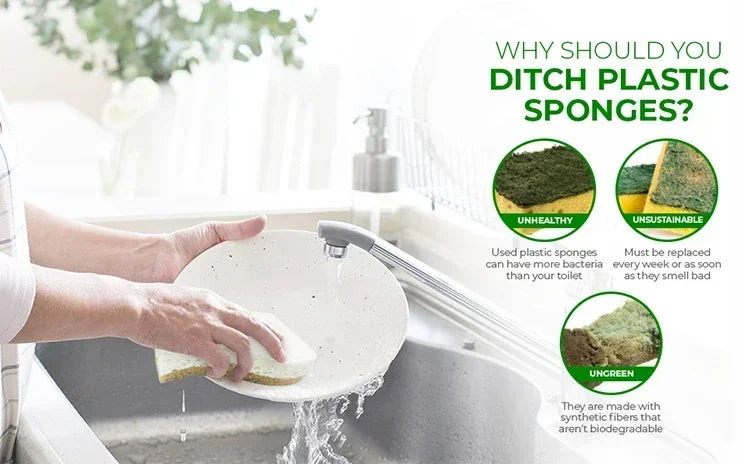 Eco-Friendly Natural Plant Scrub Sponges and Coconut Scrubber Sponge Natural Sponges for Dishes Eco Friendly Kitchen Accessories