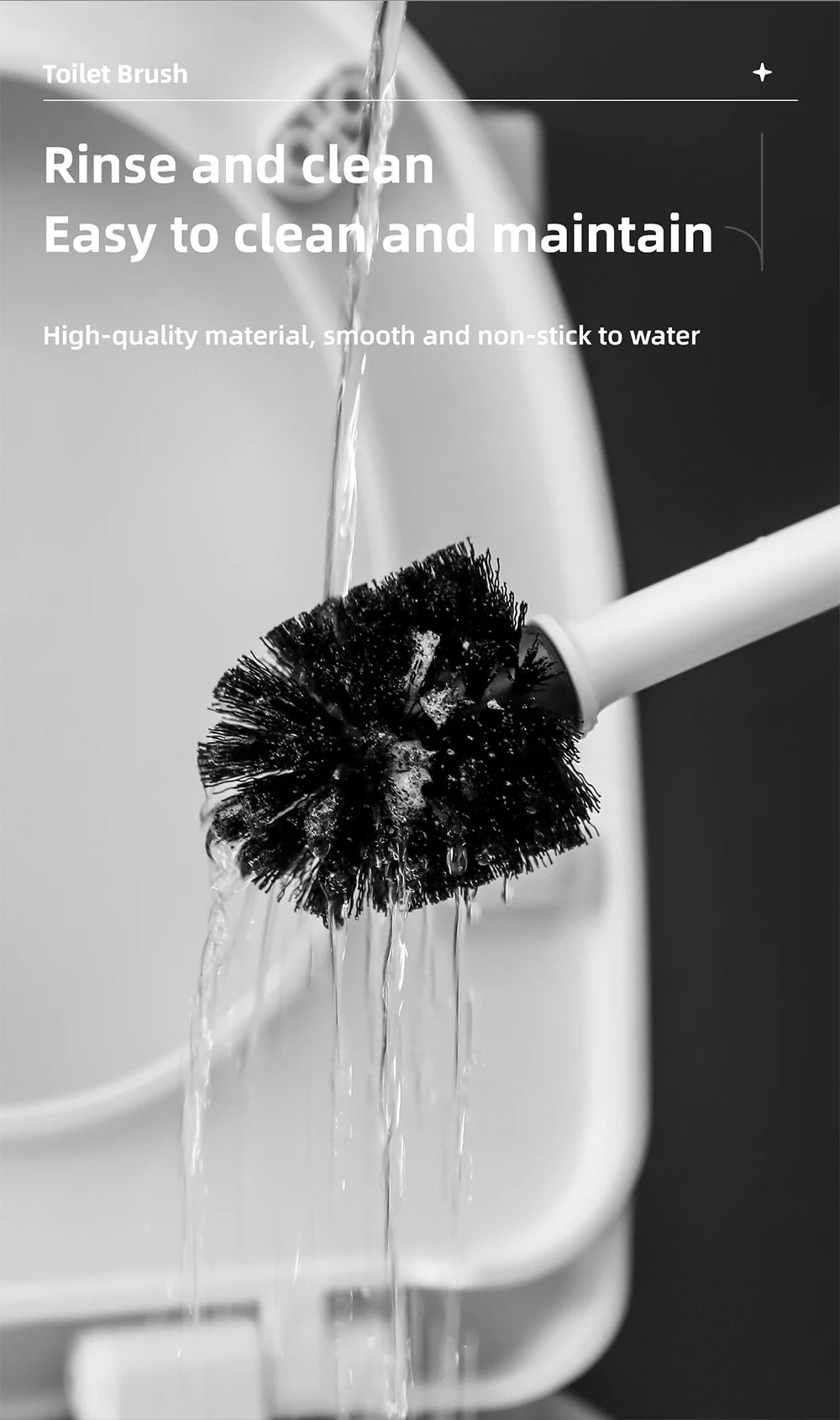 1 large floor standing toilet brush, extended handle toilet gap cleaning brush, nylon soft bristled brush, suitable for bathroom